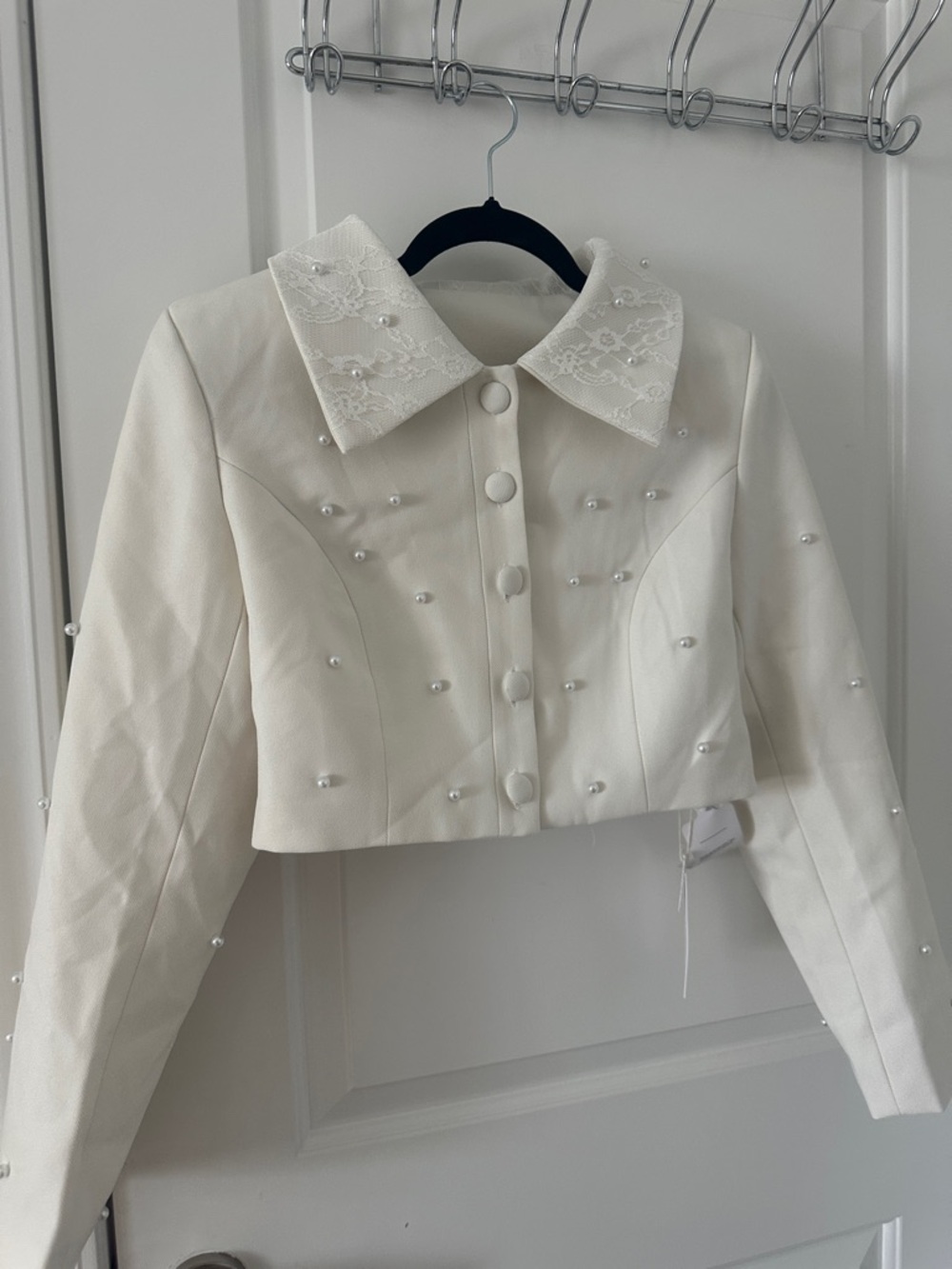 Cream Two-Piece Pleated Skirt with Jacket - Picture 6 of 9